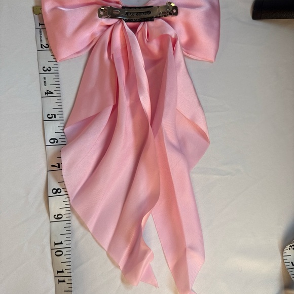 Chic Light Pink Satin Bow Hair Barrette - Picture 4 of 7